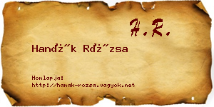 Hanák Rózsa névjegykártya